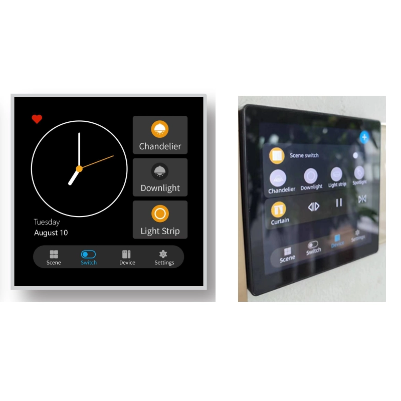 کلید دیواری هوشمند ۴ کاناله و پنل صحنه ۲ در ۱ (استاندارد چین، نصب دیواری) مدل T3E-CN4-Z0