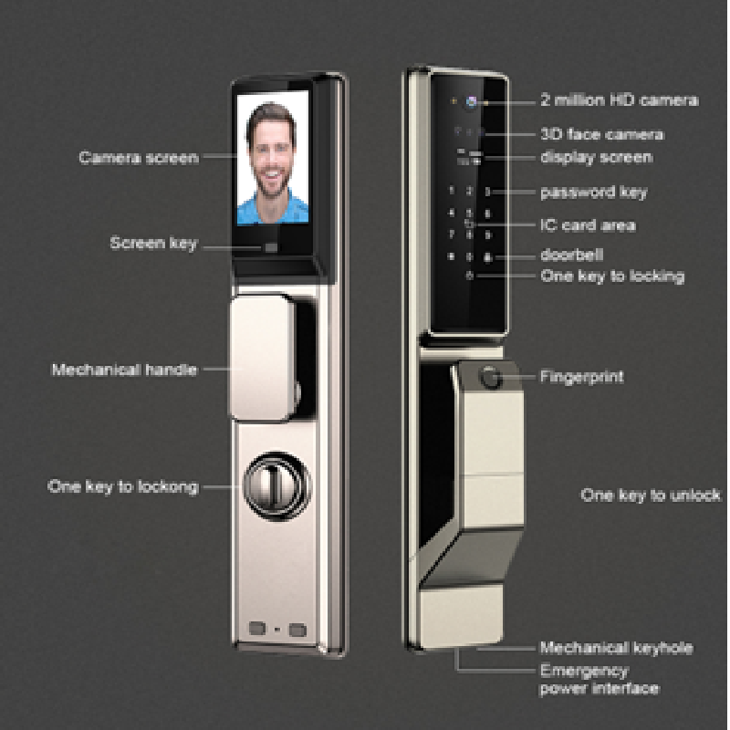 قفل هوشمند خودکار با تشخیص چهره سه‌بعدی + زنگ در تصویری GS-X6-Sliver