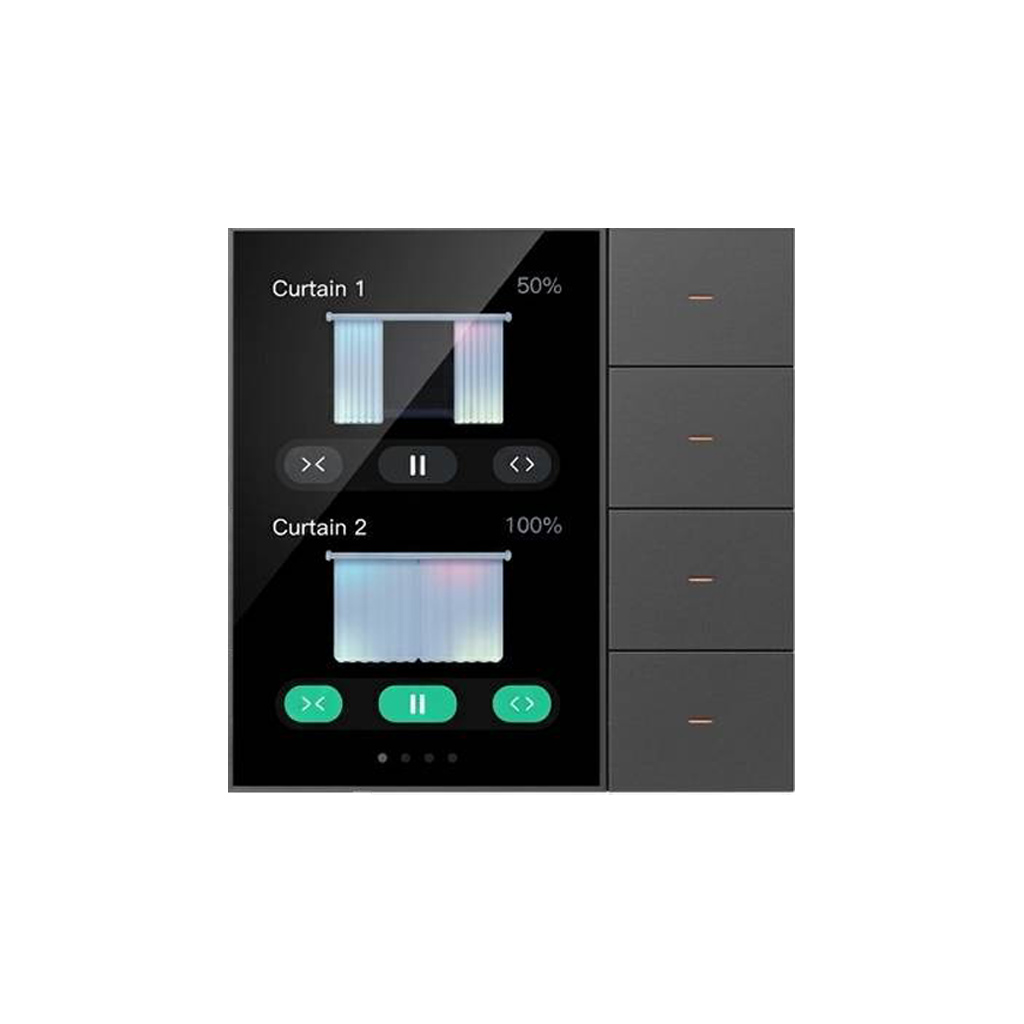 کلید دیواری Zigbee چهار کاناله با پنل صحنه ۲ در ۱ مدل GS-F3 PRO-White