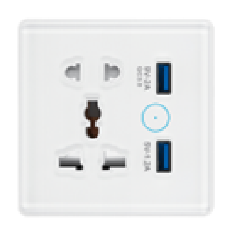 پریز هوشمند یونیورسال ۵ سوراخ WiFi با دو پورت USB (استاندارد UK & CN) GS-1530WN-2USB