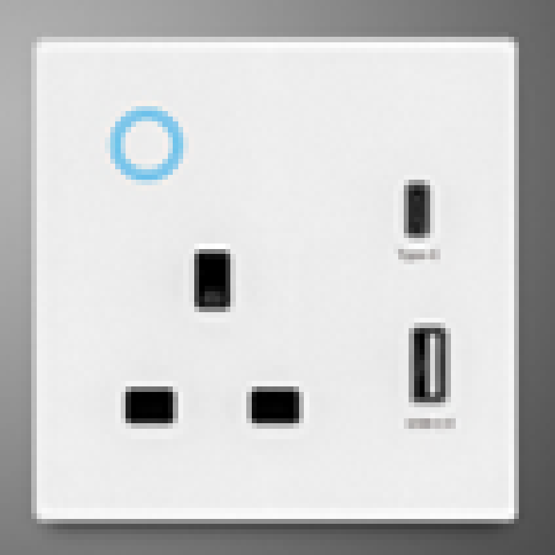 پریز هوشمند وای‌فای بریتانیایی Tuya با پنل شیشه‌ای مقاوم، ۱ پورت USB و ۱ پورت Type-C GS-UKWS01-wifi