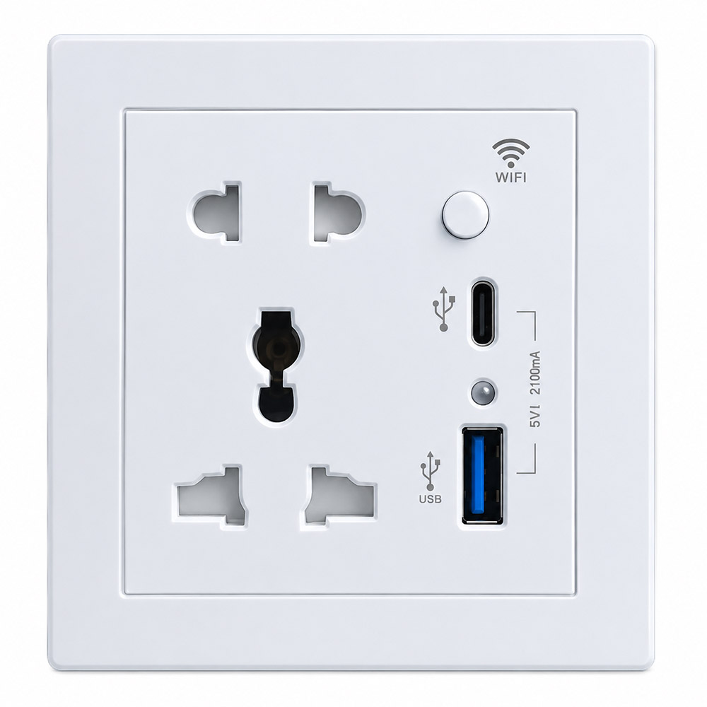 پریز هوشمند یونیورسال ۵ حالته GS-UK03Zig-USB-TYPEC-PC همراه با پورت USB  و Type-C