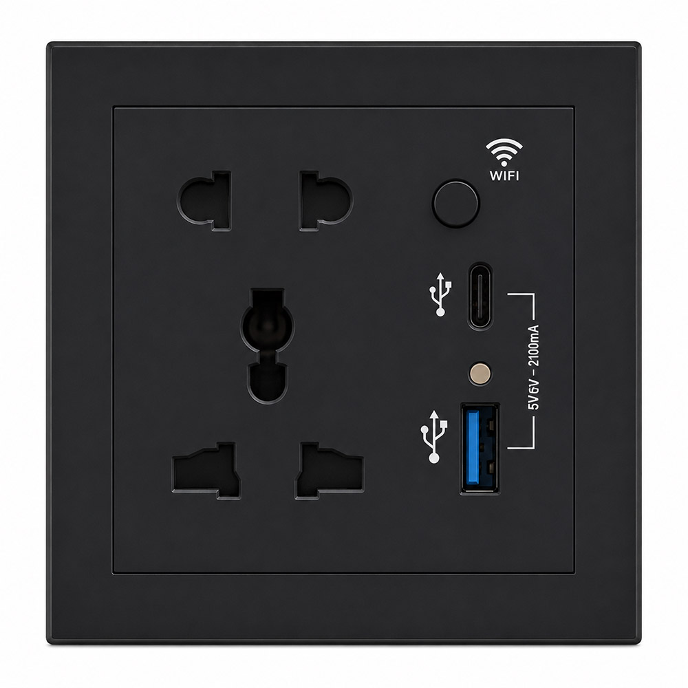 پریز هوشمند یونیورسال ۵ حالته GS-UK03Zig-USB-TYPEC-PC همراه با پورت USB  و Type-C
