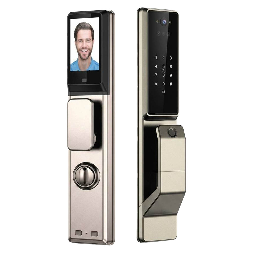 قفل هوشمند اتوماتیک ۳D چهره + زنگ ویدئویی مدل GS-X6-Silver همراه با بدنه قفل صفحه نمایش ۳.۵ اینچ وای‌فای دار